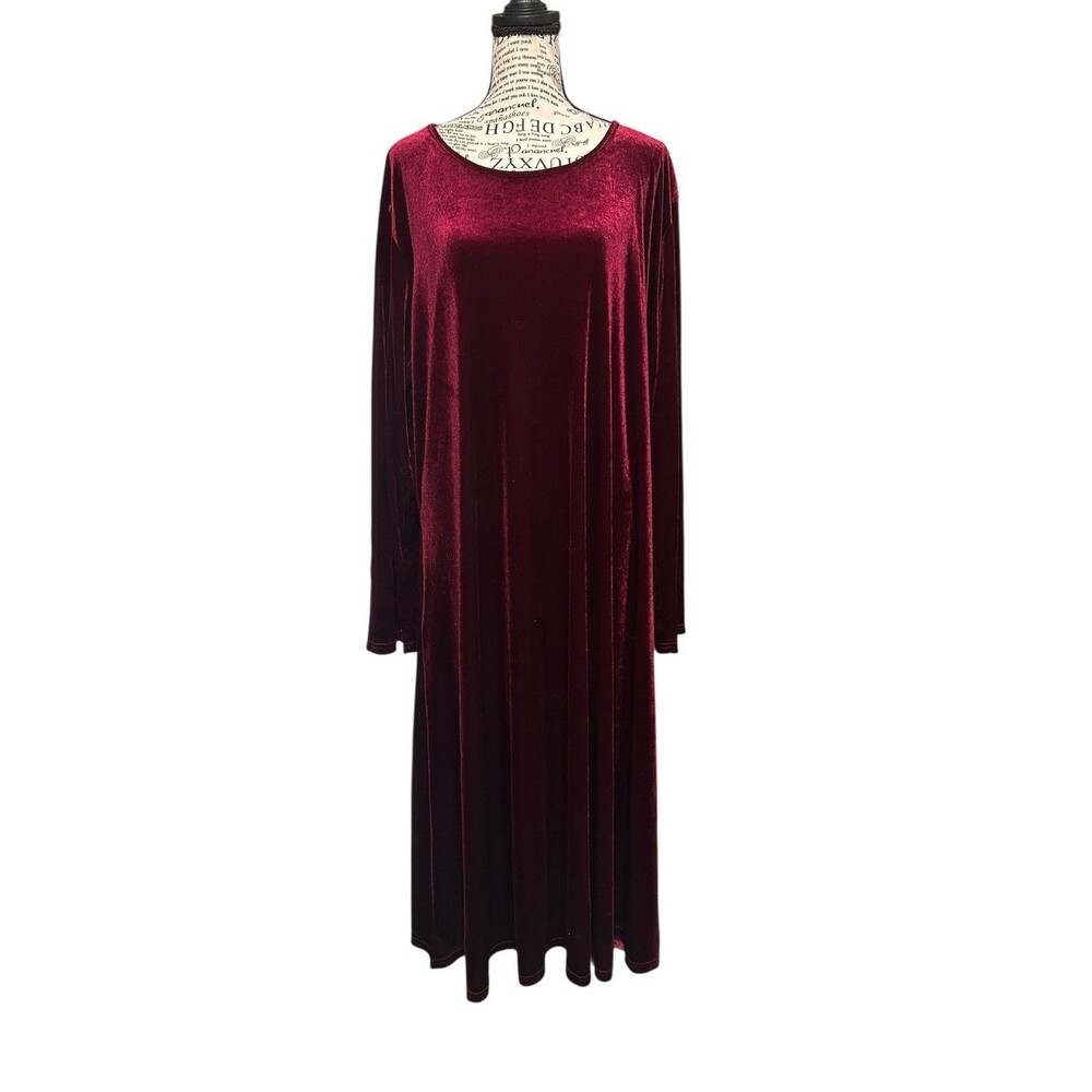 Deep Wine long sleeve Velour Shift Dress Plus 2X Whimsygoth Dark Fairy Holiday